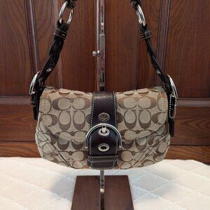 Coach Signature Tan Canvas and  Brown Leather Y2K Vintage Bag